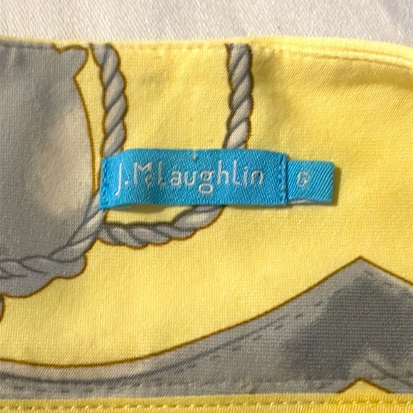 Women’s J. McLaughlin Yellow & Gray Chain Print Side Zipper Skirt Size 6 - Picture 8 of 9